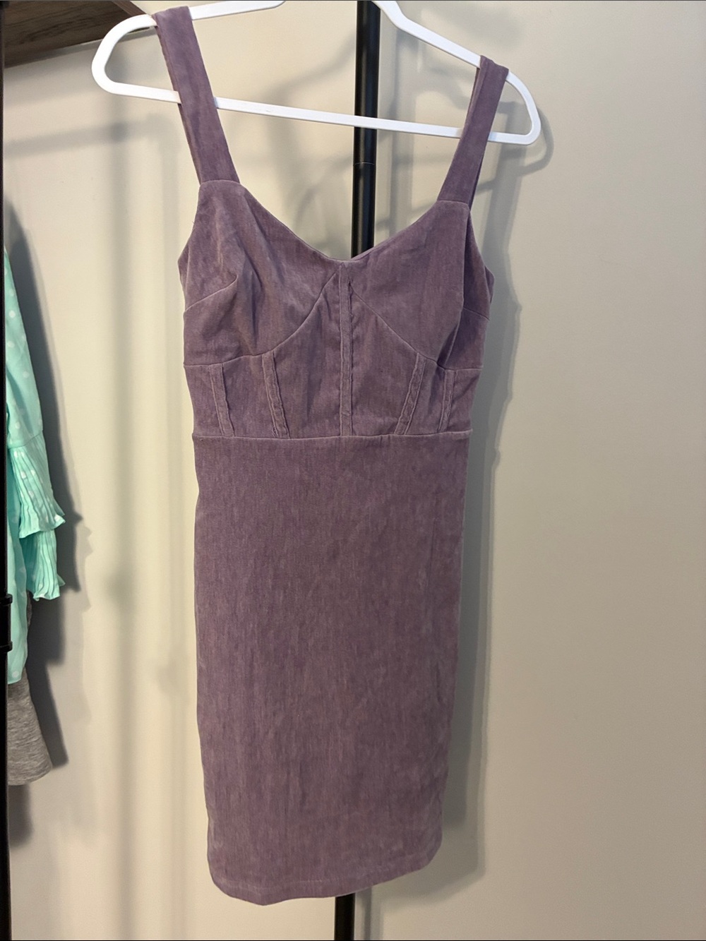 Lena Mini Dress Velvet Corset Lavender Bodycon Stretchy Size Small